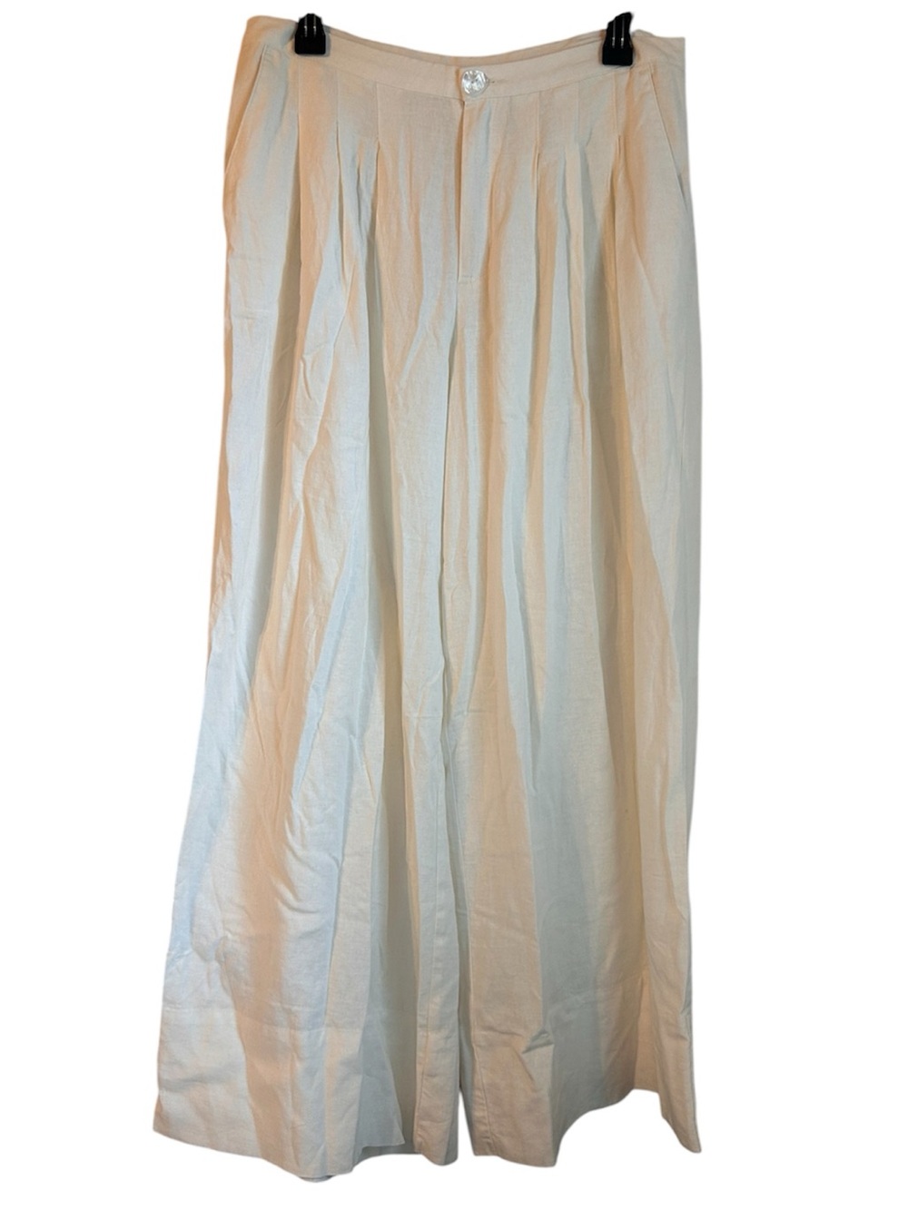 H&M Linen Blend White Wide Leg Pants Size 6 NWOT